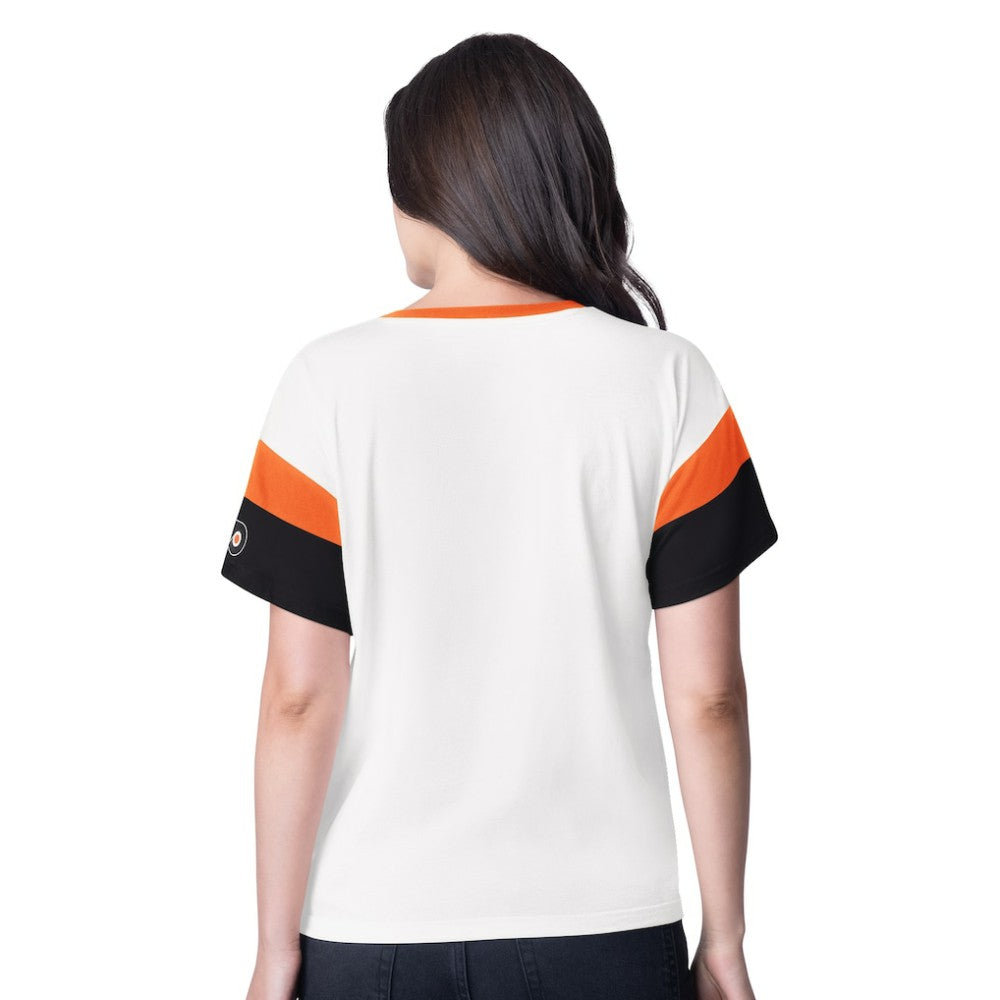 Philadelphia Flyers G-III 4Her by Carl Banks Women's Rink Oversized Rhinestone V-Neck T-Shirt