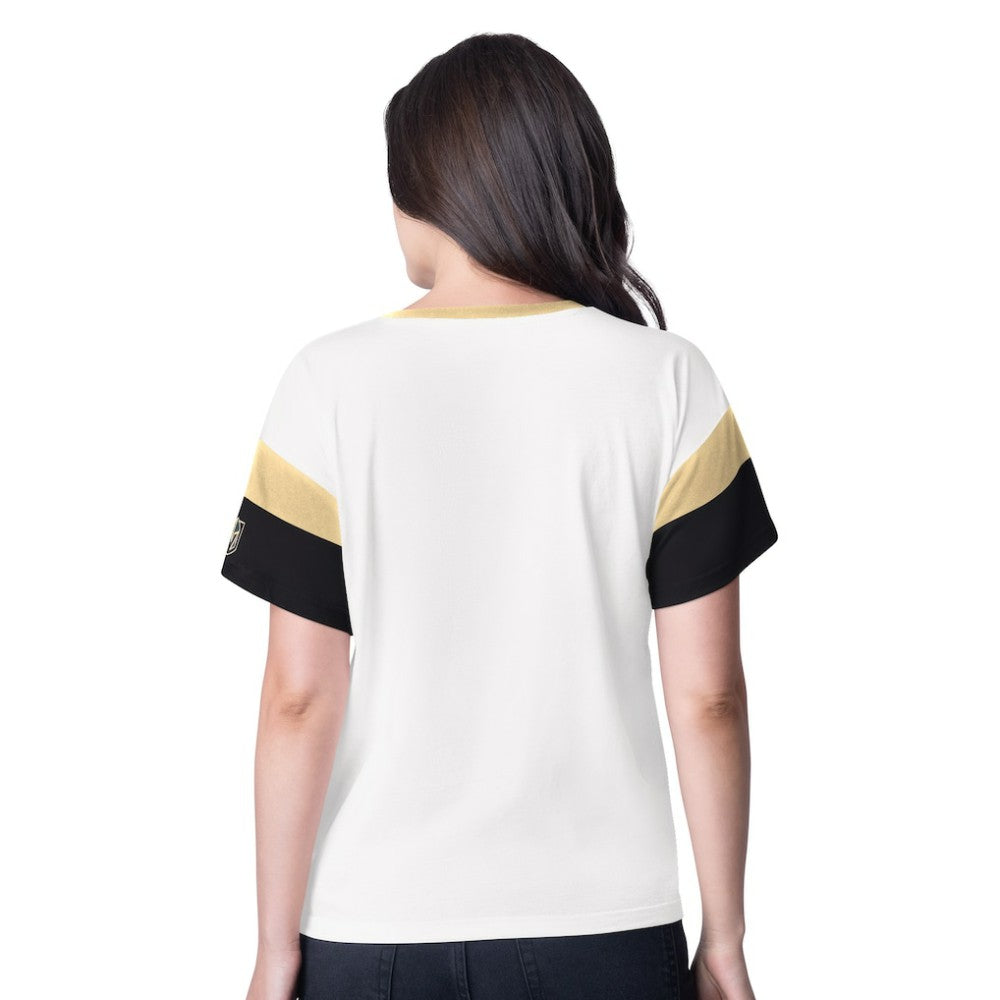 Vegas Golden Knights G-III 4Her by Carl Banks Women's Rink Oversized Rhinestone V-Neck T-Shirt