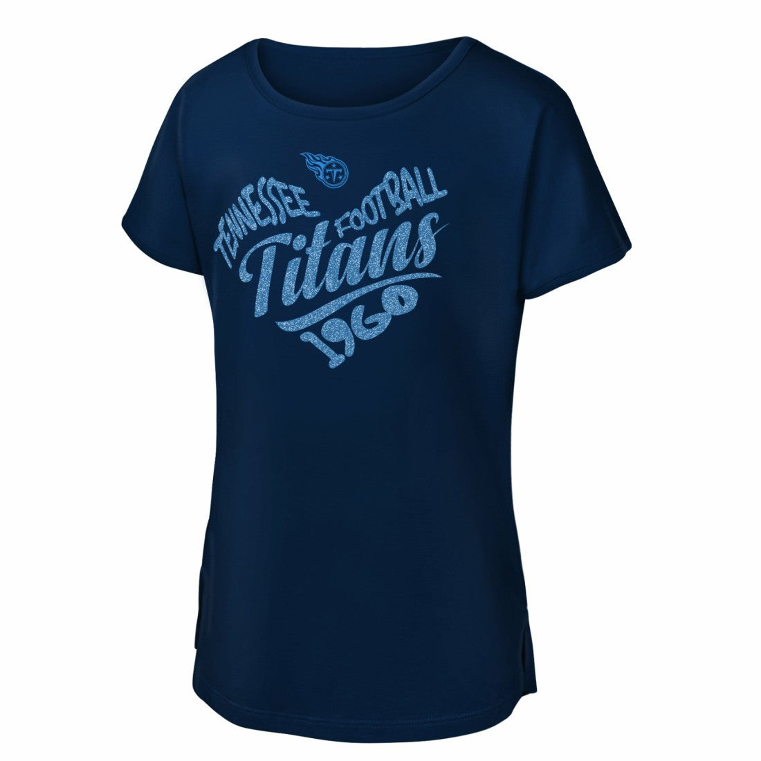 NFL Tennessee Titans Girls Youth Script Heart Dolman T-Shirt