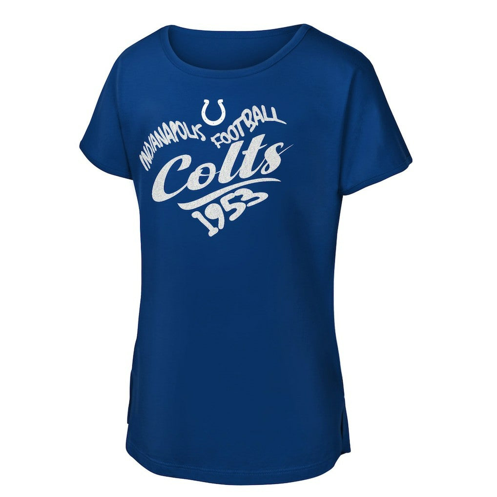 NFL Indianapolis Colts Girls Youth Script Heart Dolman T-Shirt