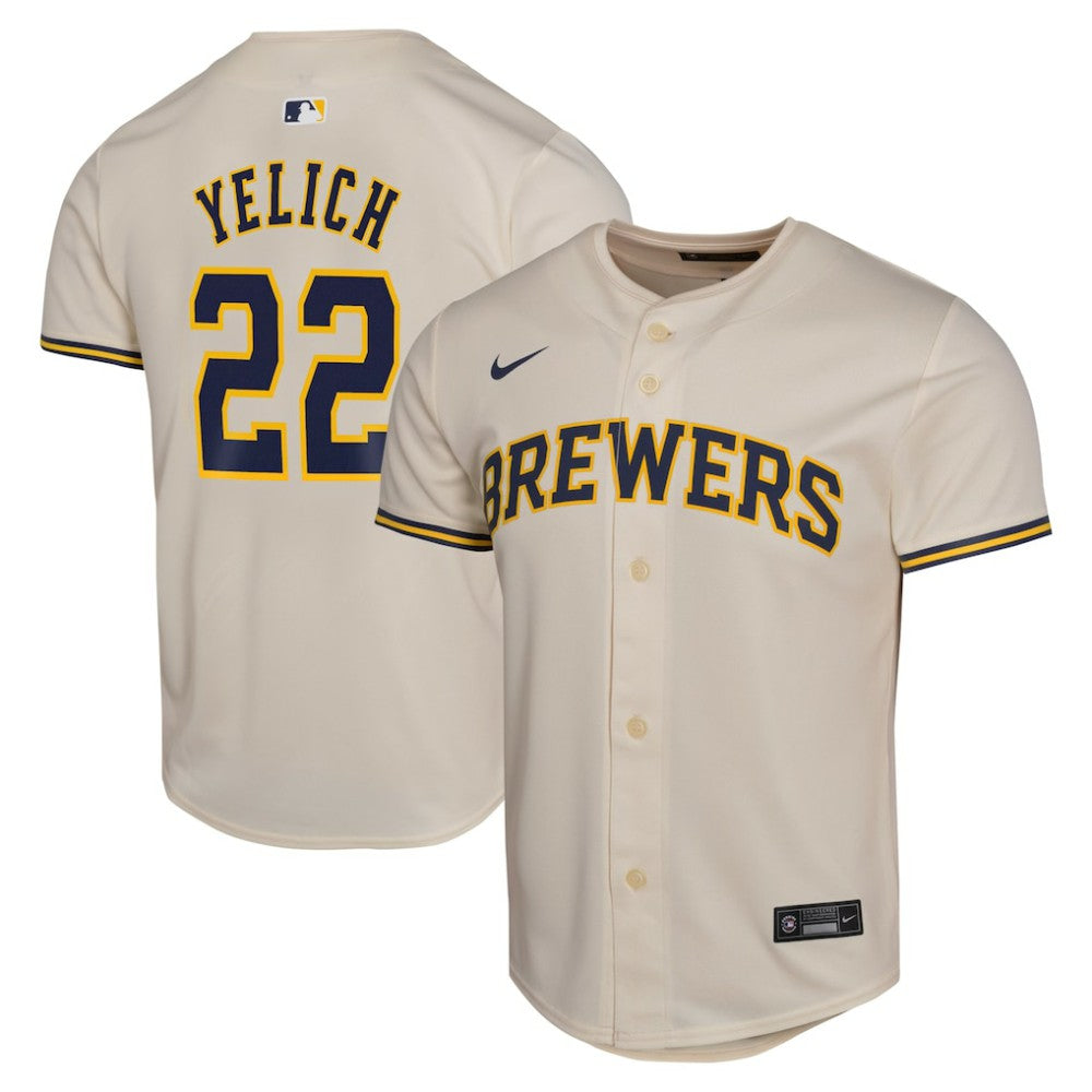 Christian Yelich Milwaukee Brewers Youth Home Game Player Jersey - Cream | Nike