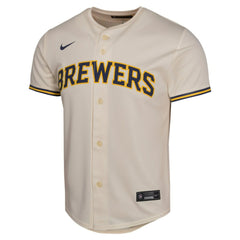 Christian Yelich Milwaukee Brewers Youth Home Game Player Jersey - Cream | Nike