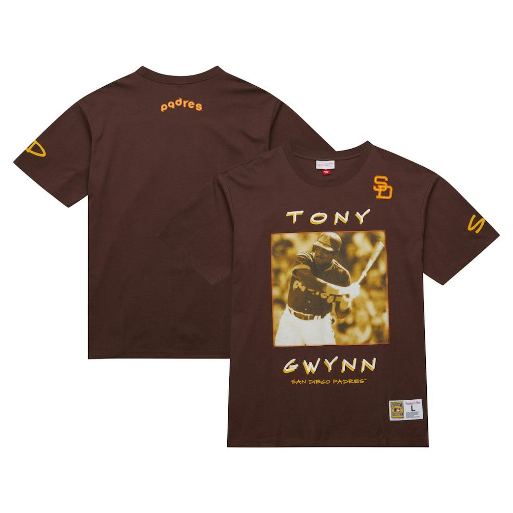 Tony Gwynn San Diego Padres Cooperstown Collection Heavyweight Premium Player Vintage Logo T-Shirt - Brown | Mitchell & Ness
