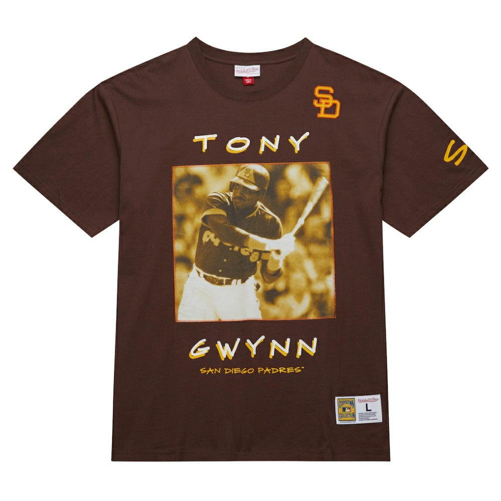 Tony Gwynn San Diego Padres Cooperstown Collection Heavyweight Premium Player Vintage Logo T-Shirt - Brown | Mitchell & Ness