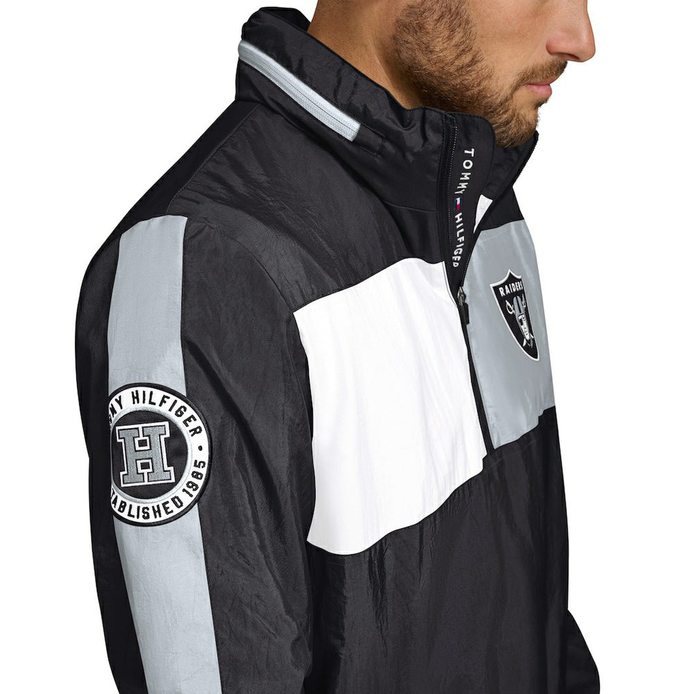 NFL Las Vegas Raiders Tommy Hilfiger Gael Lightweight Half-Zip Hoodie Jacket