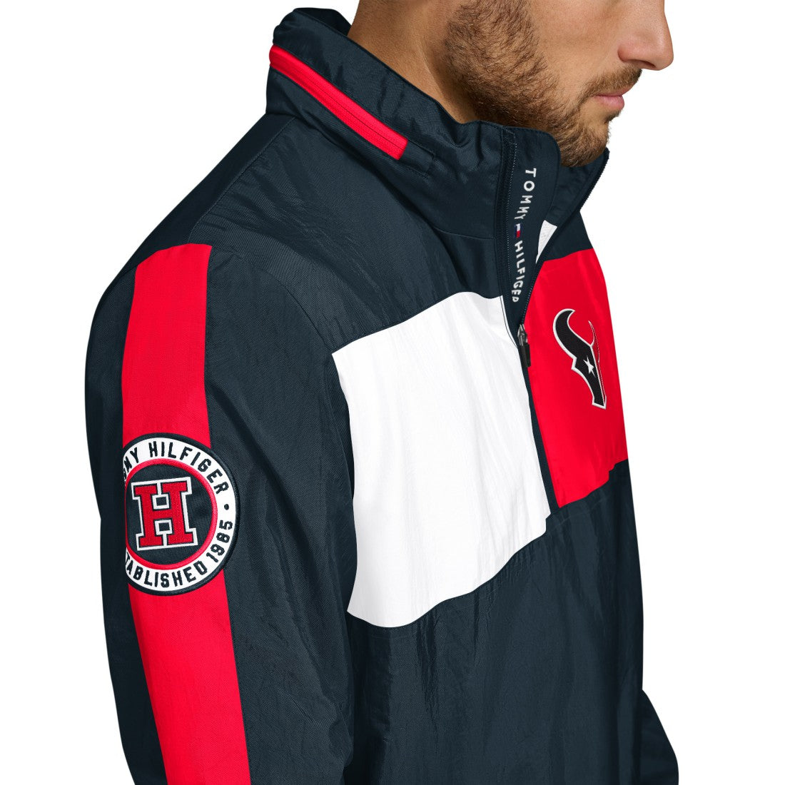 NFL Houston Texans Tommy Hilfiger Gael Lightweight Half-Zip Pullover Hoodie Jacket