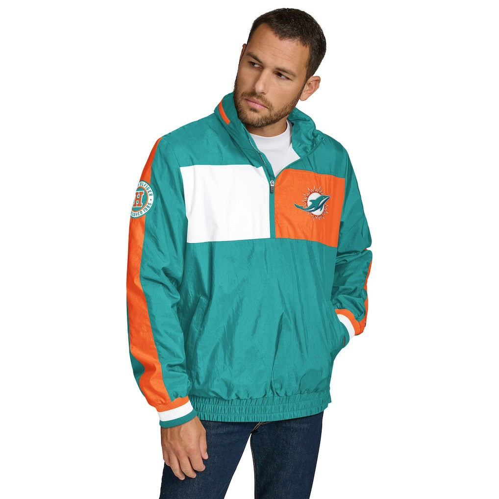 NFL Miami Dolphins Tommy Hilfiger Gael Lightweight Half-Zip Hoodie Jacket