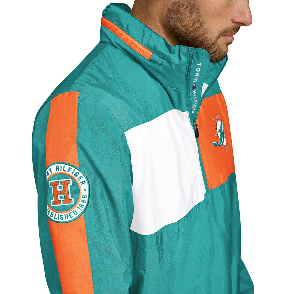 NFL Miami Dolphins Tommy Hilfiger Gael Lightweight Half-Zip Hoodie Jacket
