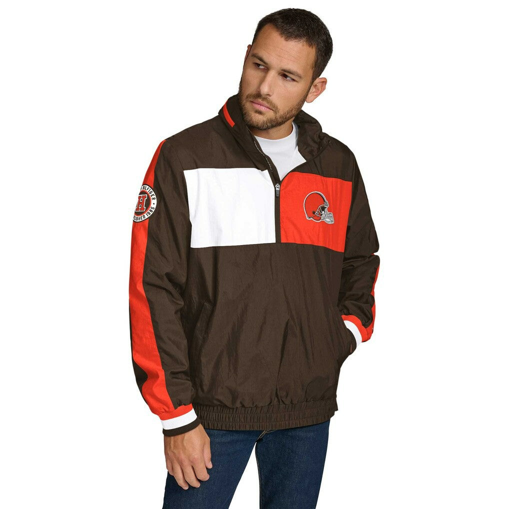 NFL Cleveland Browns Tommy Hilfiger Gael Lightweight Half-Zip Pullover Hoodie Jacket