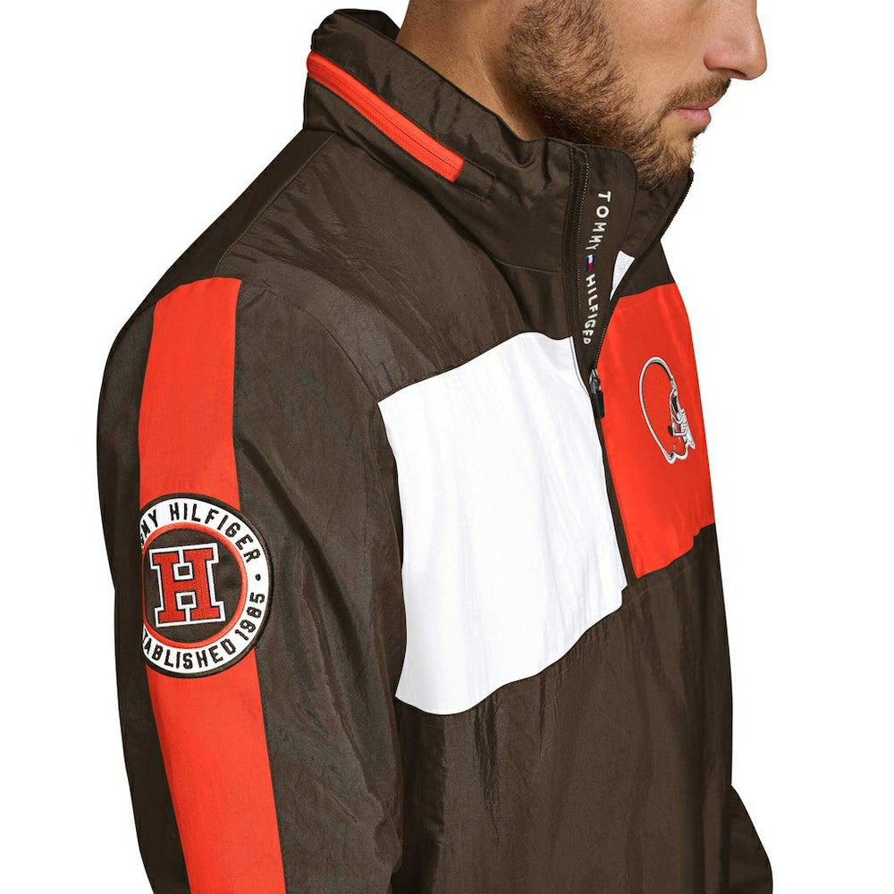 NFL Cleveland Browns Tommy Hilfiger Gael Lightweight Half-Zip Pullover Hoodie Jacket