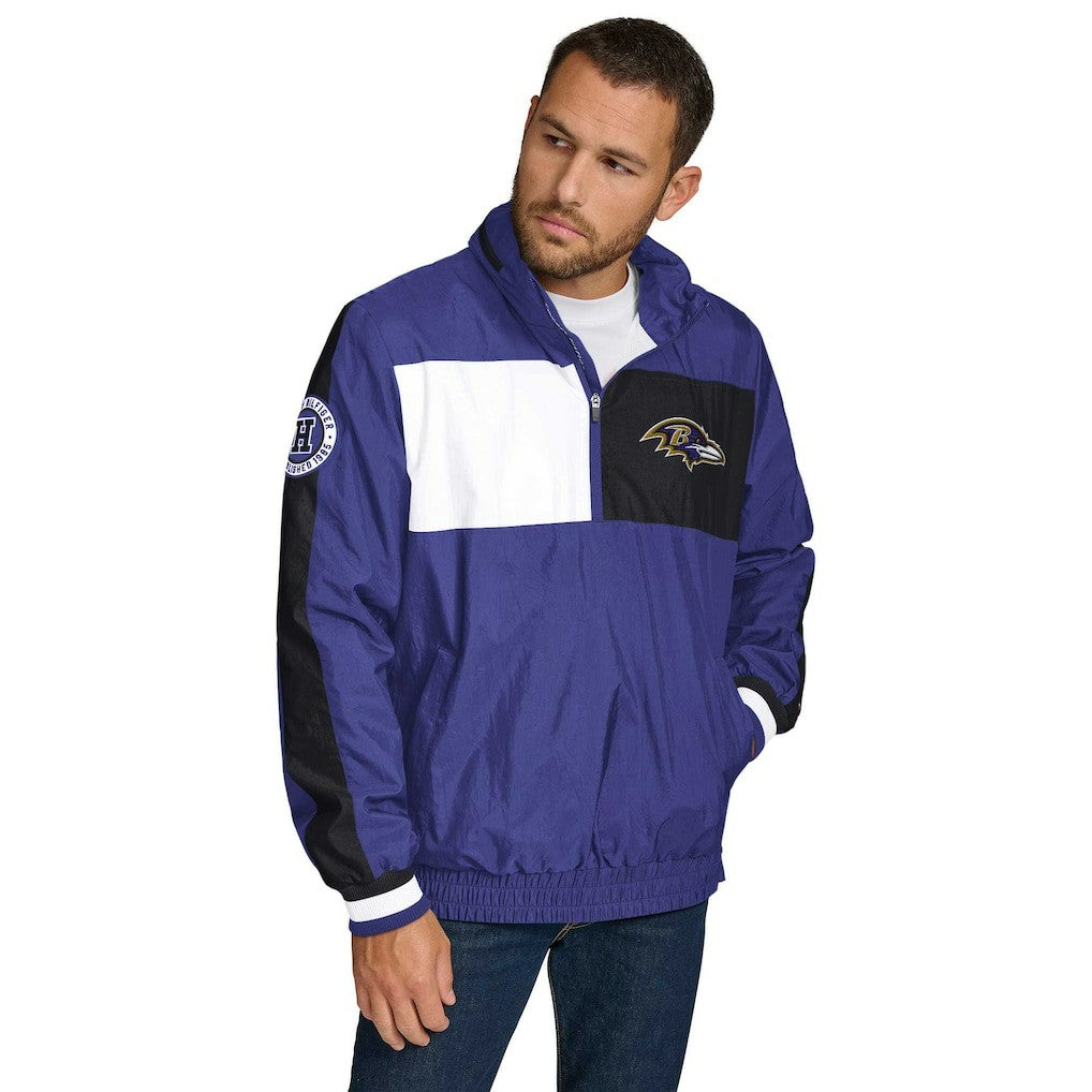 NFL Baltimore Ravens Tommy Hilfiger Gael Lightweight Half-Zip Pullover Hoodie Jacket