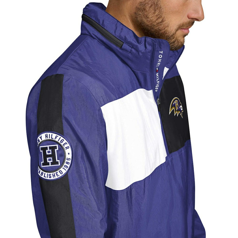 NFL Baltimore Ravens Tommy Hilfiger Gael Lightweight Half-Zip Pullover Hoodie Jacket