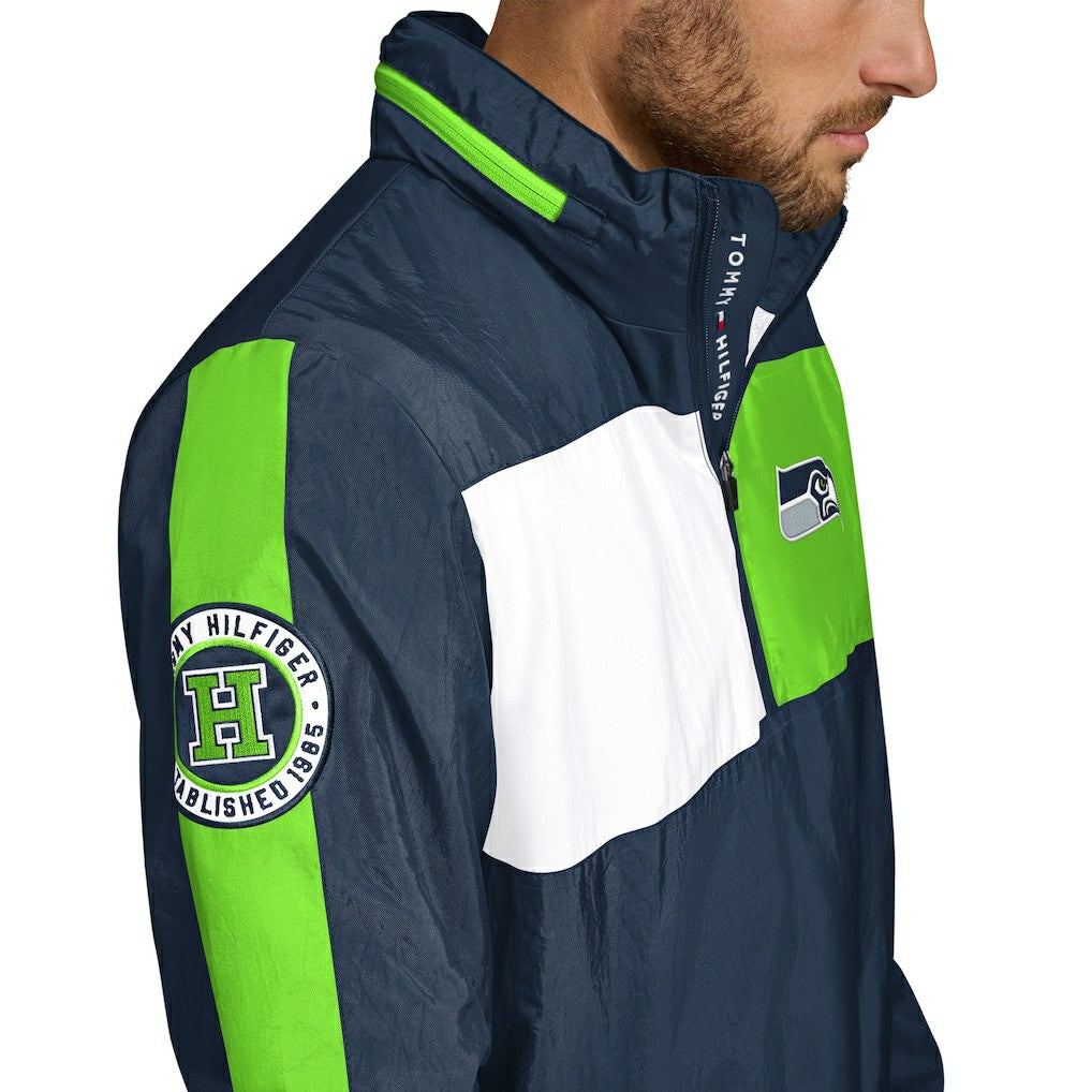 NFL Seattle Seahawks Tommy Hilfiger Gael Lightweight Half-Zip Pullover Hoodie Jacket