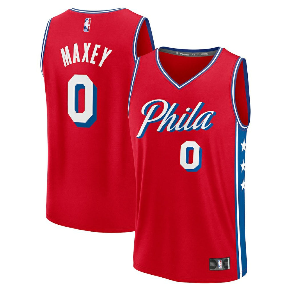 Tyrese Maxey Philadelphia 76ers Fast Break Replica Player Jersey - Statement Edition - Red | Fanatics for sale