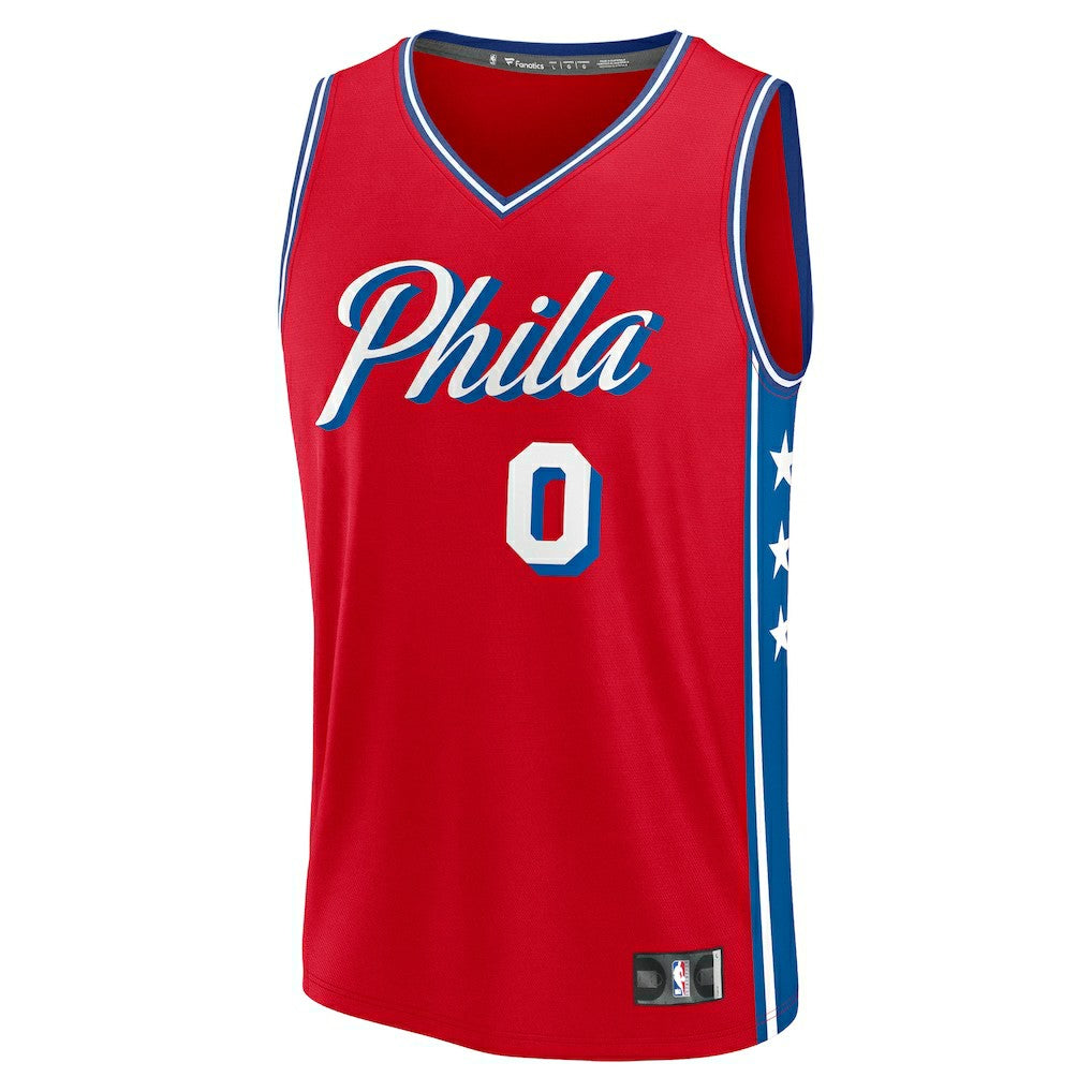 Tyrese Maxey Philadelphia 76ers Fast Break Replica Player Jersey - Statement Edition - Red | Fanatics for sale