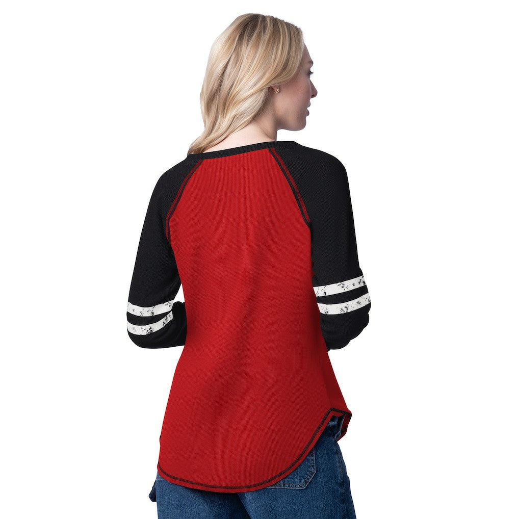 Chicago Bulls G-III 4Her by Carl Banks Women's Winner Waffle Knit Thermal Long Sleeve Tri-Blend T-Shirt sale - Red/Black outlet