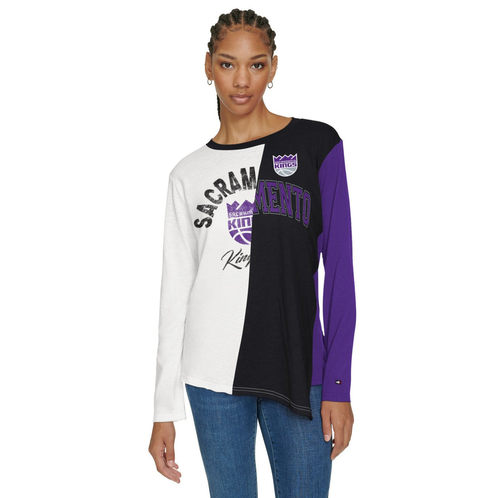 Sacramento Kings Tommy Jeans Women's Amelia Color Blocked Long Sleeve T-Shirt - White/Black on sale