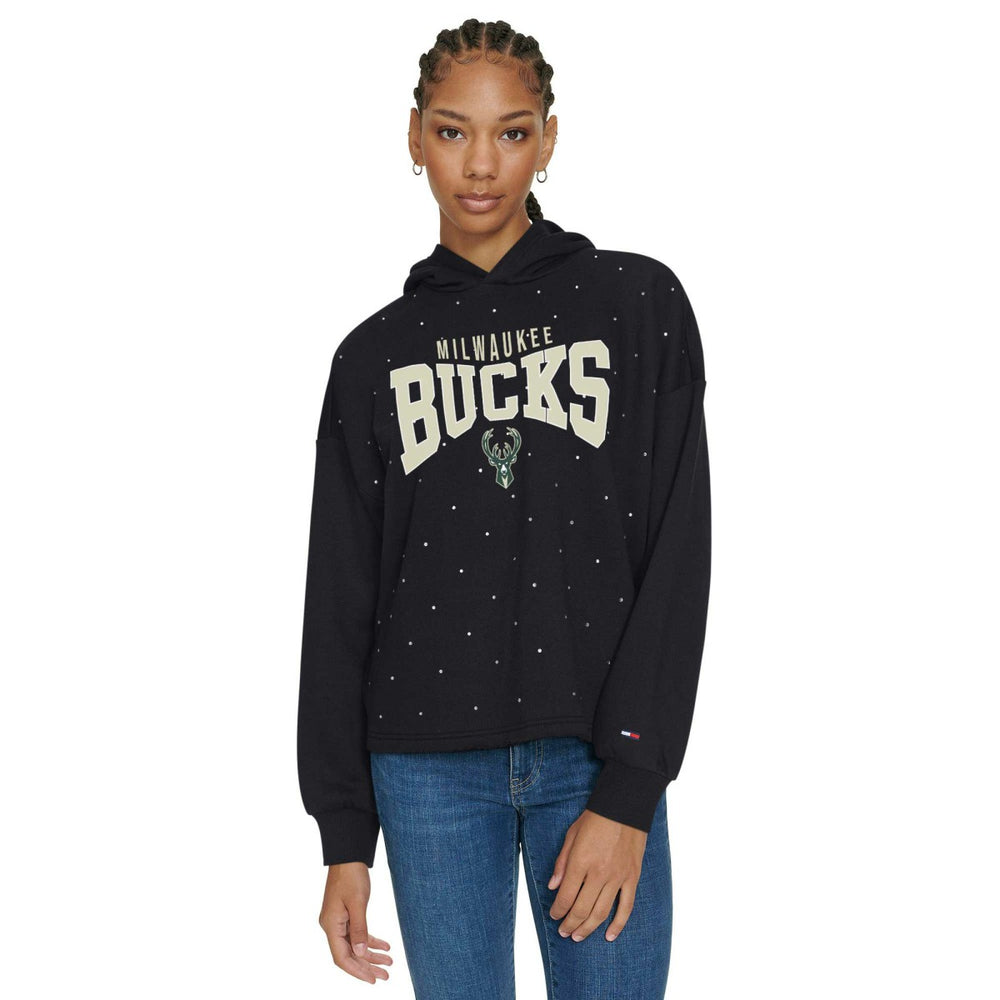 Milwaukee Bucks Tommy Jeans Women's Stella Cropped Pullover Hoodie - Black outlet