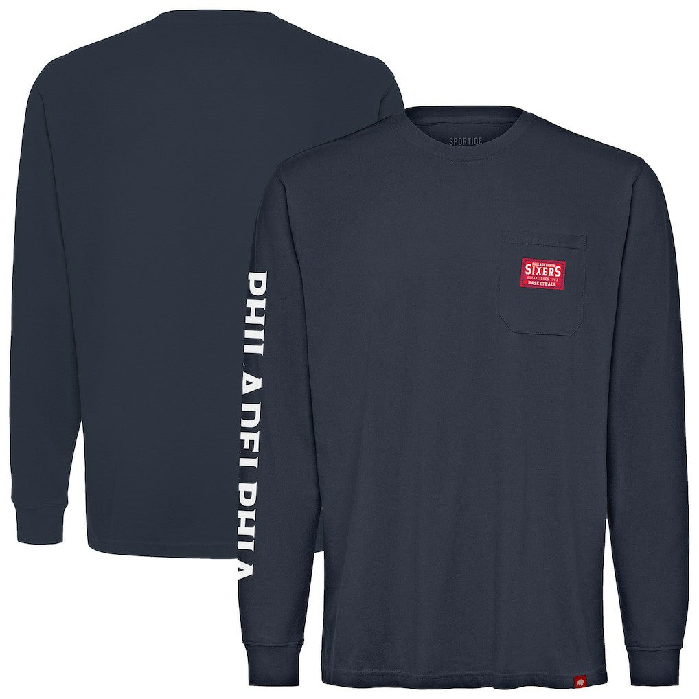 Philadelphia 76ers Sportiqe Unisex Wales Heavyweight Pocket Long Sleeve T-Shirt - Navy discount