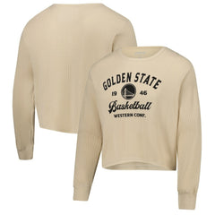 Golden State Warriors Sportiqe Unisex High Country Collection Cullen Cropped Waffle Knit Long Sleeve T-Shirt sale - Cream on sale
