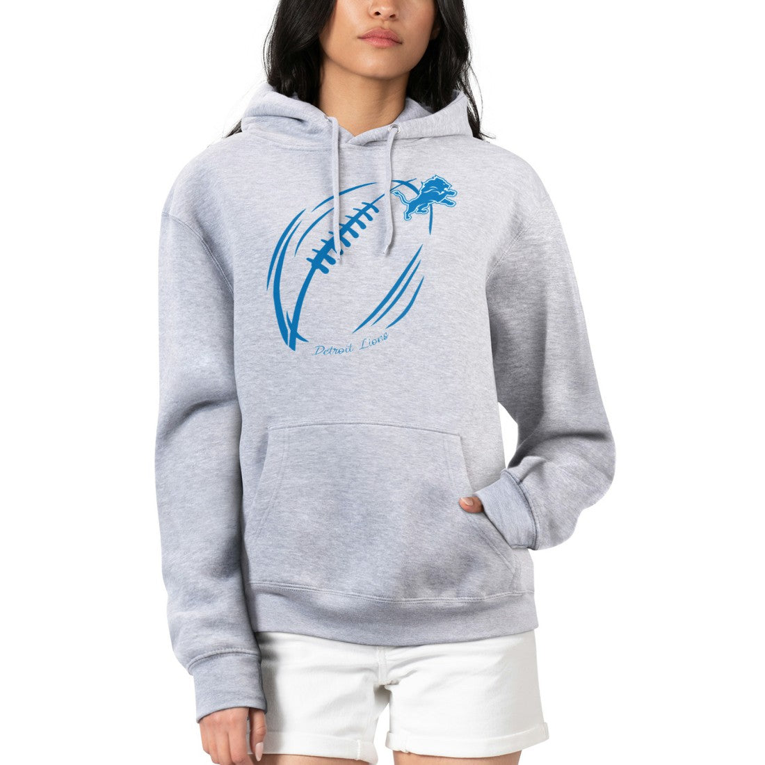 NFL Detroit Lions G-III 4Her by Carl Banks Women's Football Logo Fleece Tri-Blend Pullover Hoodie