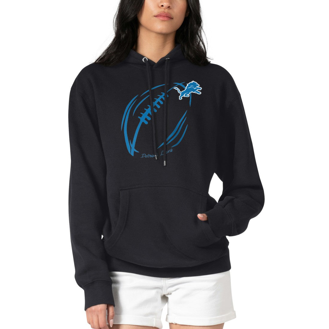 NFL Detroit Lions G-III 4Her by Carl Banks Women's Football Logo Fleece Tri-Blend Pullover Hoodie