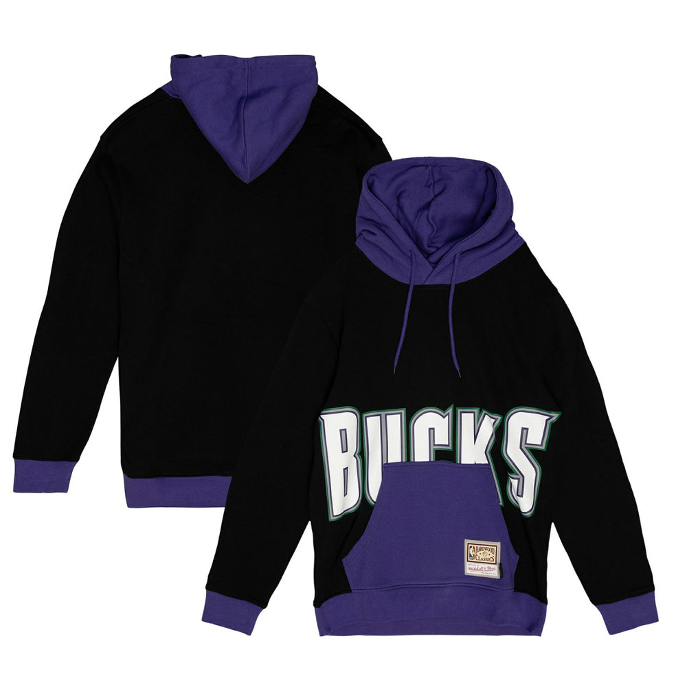 Milwaukee Bucks Hardwood Classics Big Face 5.0 Pullover Hoodie - Black | Mitchell & Ness online