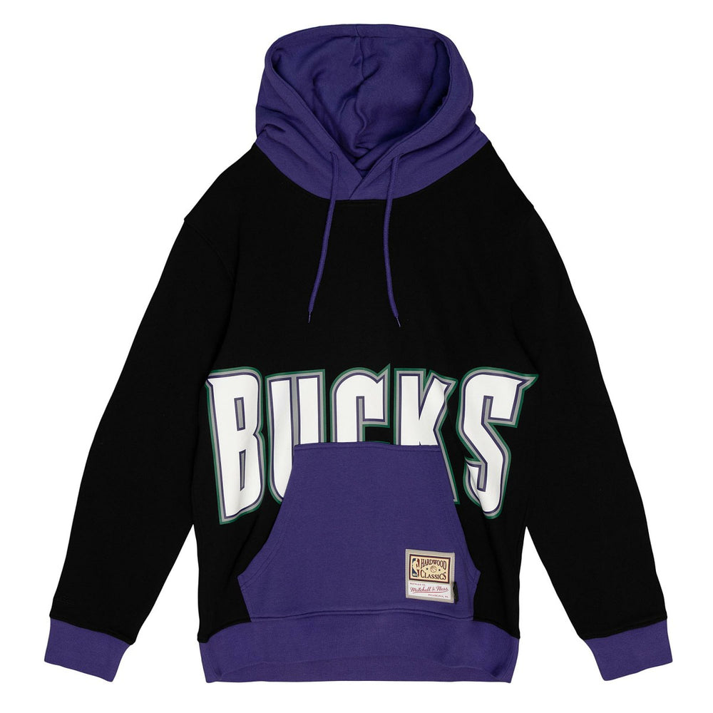 Milwaukee Bucks Hardwood Classics Big Face 5.0 Pullover Hoodie - Black | Mitchell & Ness online