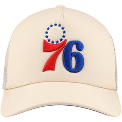 Philadelphia 76ers Trucker Adjustable Hat - Cream | Mitchell & Ness for sale