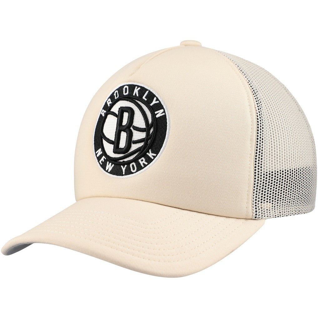 Brooklyn Nets Trucker Adjustable Hat - Cream | Mitchell & Ness cheap