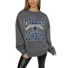 NFL Dallas Cowboys Gameday Couture Women's Oversized Long Weekend Premium Fleece Drop Shoulder Pullover Sweatshirt