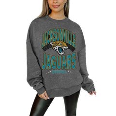 NFL Jacksonville Jaguars Gameday Couture Women's Oversized Long Weekend Premium Fleece Drop Shoulder Pullover Sweatshirt