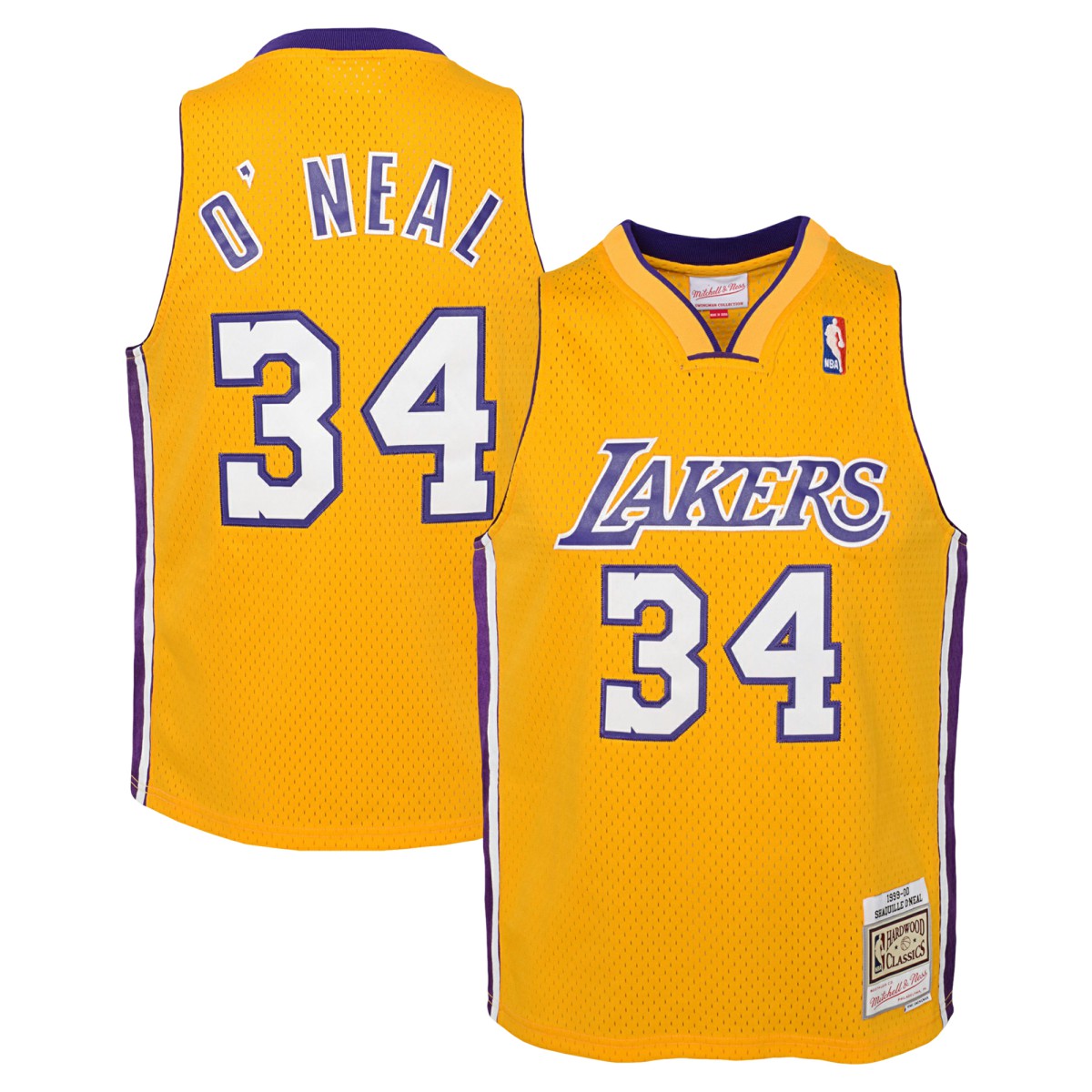 Shaquille O'Neal Los Angeles Lakers Youth 1999/00 Hardwood Classics Swingman Jersey - Gold | Mitchell & Ness for sale