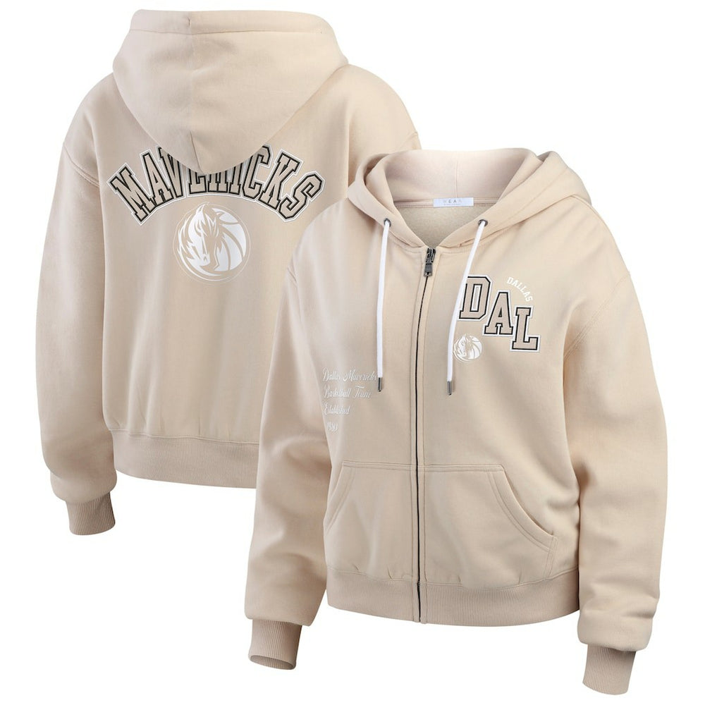 Dallas Mavericks WEAR by Erin Andrews Women's Tonal Felt Patch Full-Zip Hoodie sale - Tan cheap