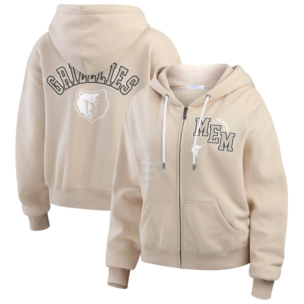 Memphis Grizzlies WEAR by Erin Andrews Women's Tonal Felt Patch Full-Zip Hoodie - Tan discount