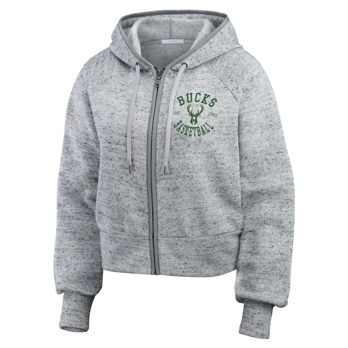 Milwaukee Bucks WEAR by Erin Andrews Women's Speckled Radiator Full-Zip Hoodie - Heather Gray online