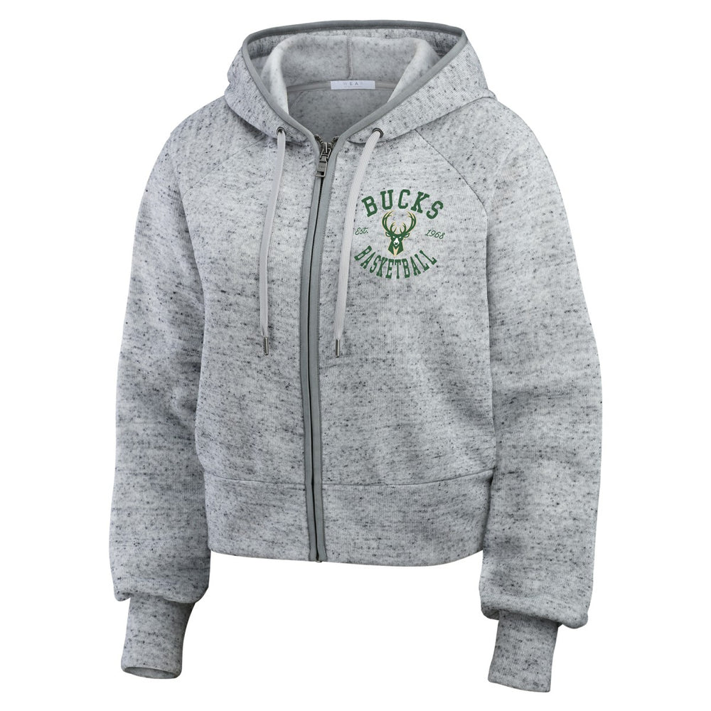 Milwaukee Bucks WEAR by Erin Andrews Women's Speckled Radiator Full-Zip Hoodie - Heather Gray online