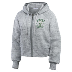 Milwaukee Bucks WEAR by Erin Andrews Women's Speckled Radiator Full-Zip Hoodie - Heather Gray online