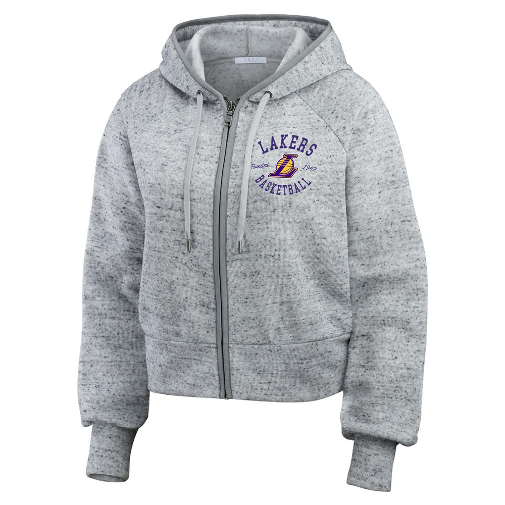 Los Angeles Lakers WEAR by Erin Andrews Women's Speckled Radiator Full-Zip Hoodie - Heather Gray on sale
