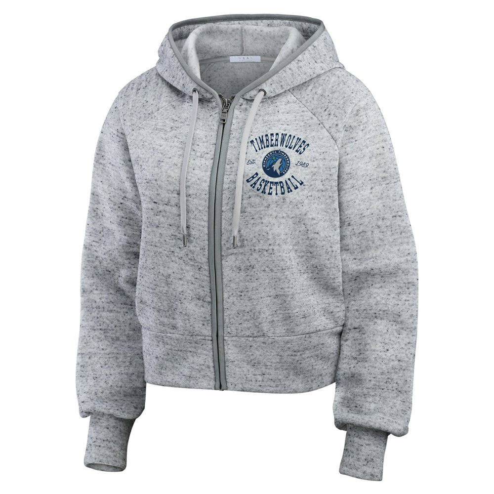 Minnesota Timberwolves WEAR by Erin Andrews Women's Speckled Radiator Full-Zip Hoodie - Heather Gray shop