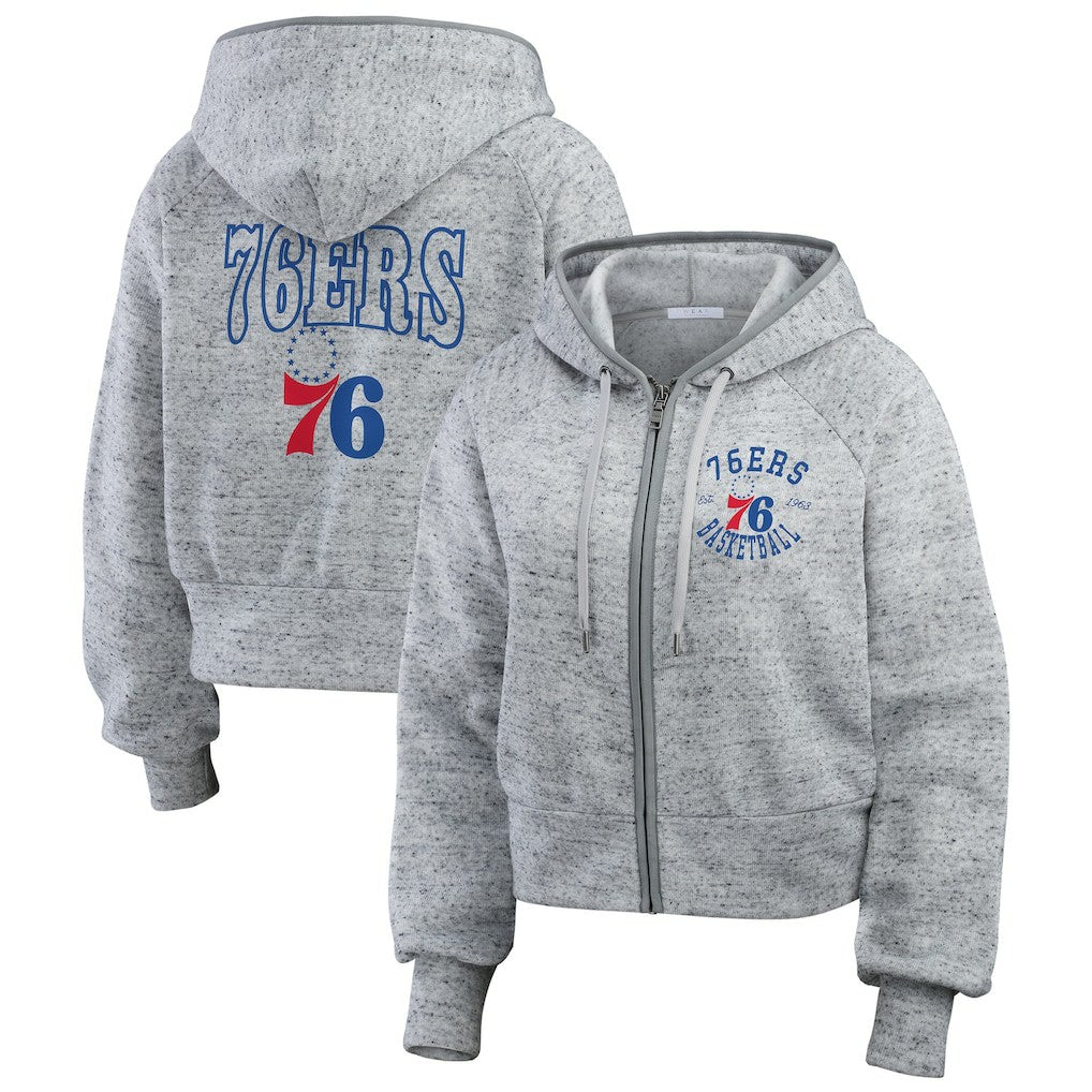 Philadelphia 76ers WEAR by Erin Andrews Women's Speckled Radiator Full-Zip Hoodie - Heather Gray online