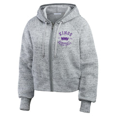 Sacramento Kings WEAR by Erin Andrews Women's Speckled Radiator Full-Zip Hoodie - Heather Gray for sale