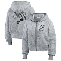 Utah Jazz WEAR by Erin Andrews Women's Speckled Radiator Full-Zip Hoodie - Heather Gray discount