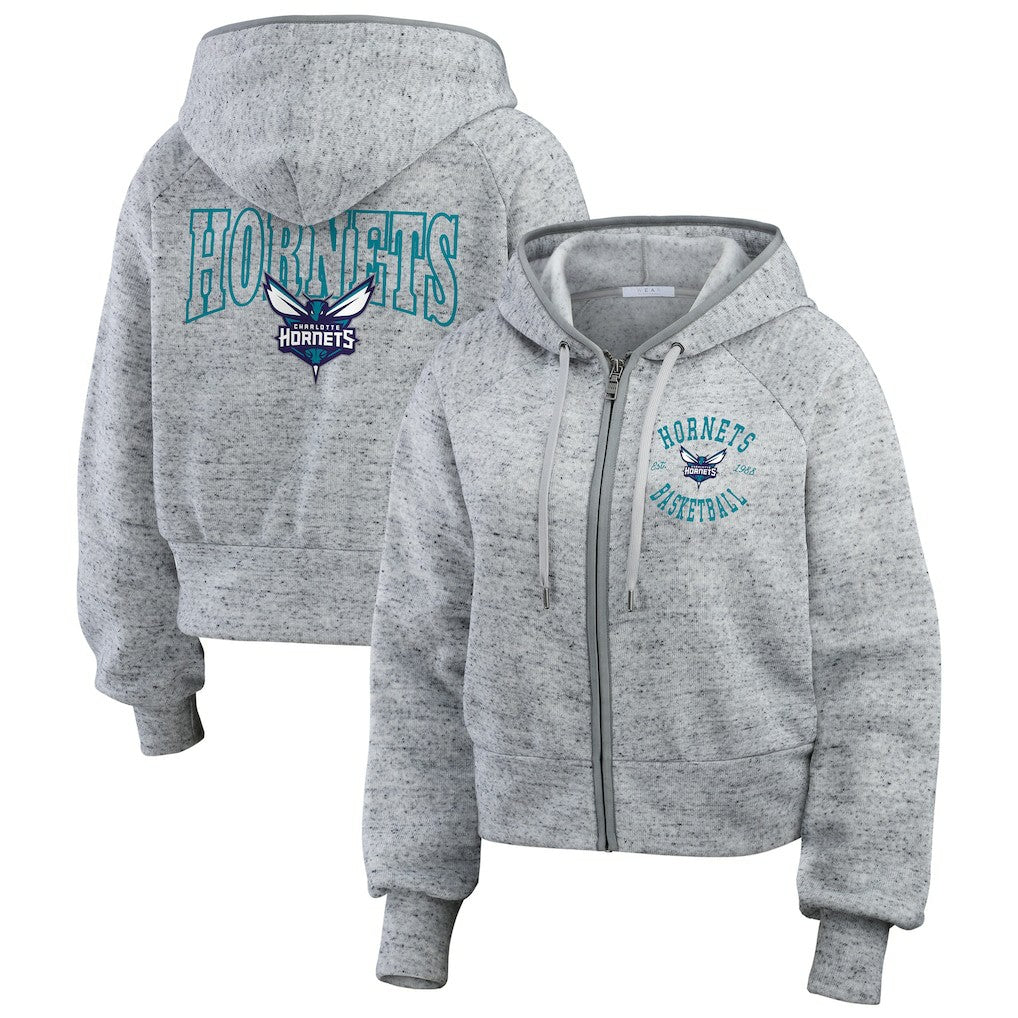 Charlotte Hornets WEAR by Erin Andrews Women's Speckled Radiator Full-Zip Hoodie - Heather Gray on sale