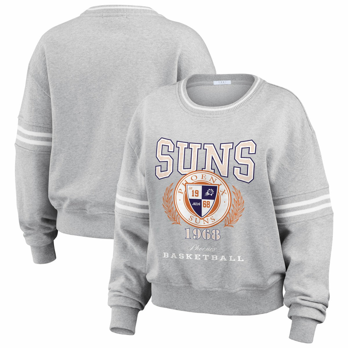 Phoenix Suns WEAR by Erin Andrews Women's French Terry Pullover Sweatshirt - Heather Gray cheap