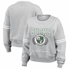 Milwaukee Bucks WEAR by Erin Andrews Women's French Terry Pullover Sweatshirt - Heather Gray online