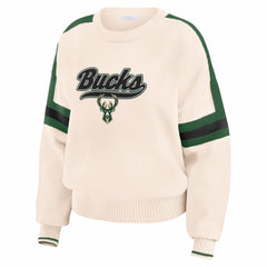 Milwaukee Bucks WEAR by Erin Andrews Women's Stripe Pullover Sweater - Cream cheap