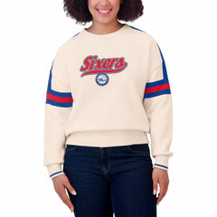 Philadelphia 76ers WEAR by Erin Andrews Women's Stripe Pullover Sweater - Cream shop