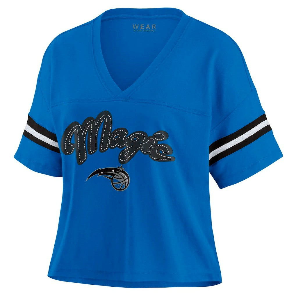 Orlando Magic WEAR by Erin Andrews Women's Color Block Boxy V-Neck T-Shirt - Blue outlet