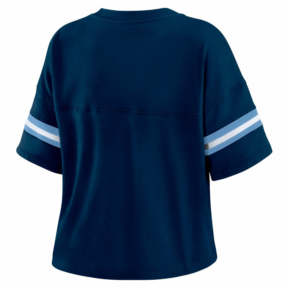 Memphis Grizzlies WEAR by Erin Andrews Women's Color Block Boxy V-Neck T-Shirt - Navy online